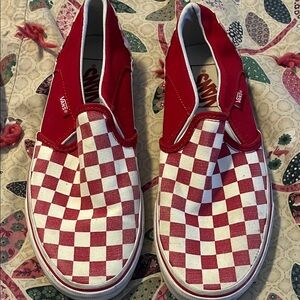 Vans Classic Red and White Checkered Slip-Ons
